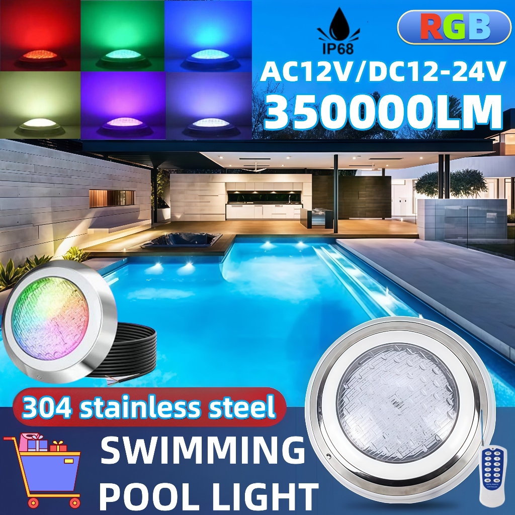 Stainless Steel Swimming Pool Light RGB Underwater Waterproof Fountain ...