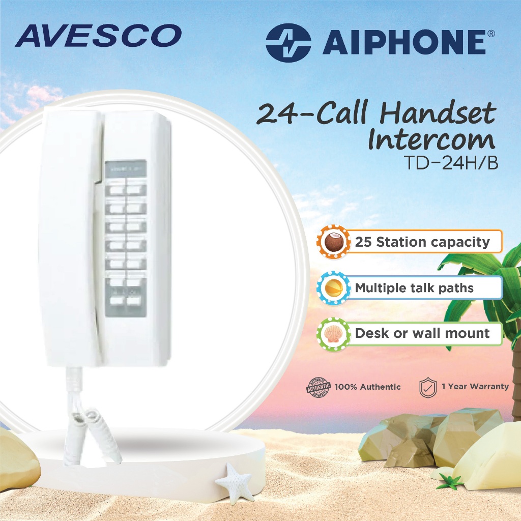 Aiphone | 24-Call Handset Intercom | TD-24H/B | 24 talk paths for ...