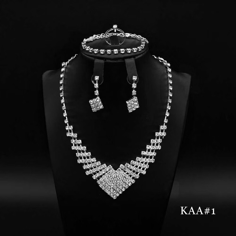 Girlssory Bride Wedding Jewelry Set: Rhinestone Crystal Necklace, Earrings, Bracelet & Ring For Women - Wedding, Prom & Formal Events - View #10