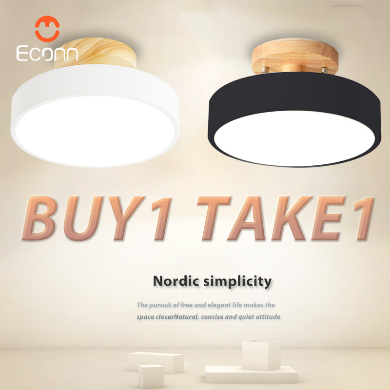 LED Ceiling Light Macaron Wood Round Tri-Color Round Chandelier for ...