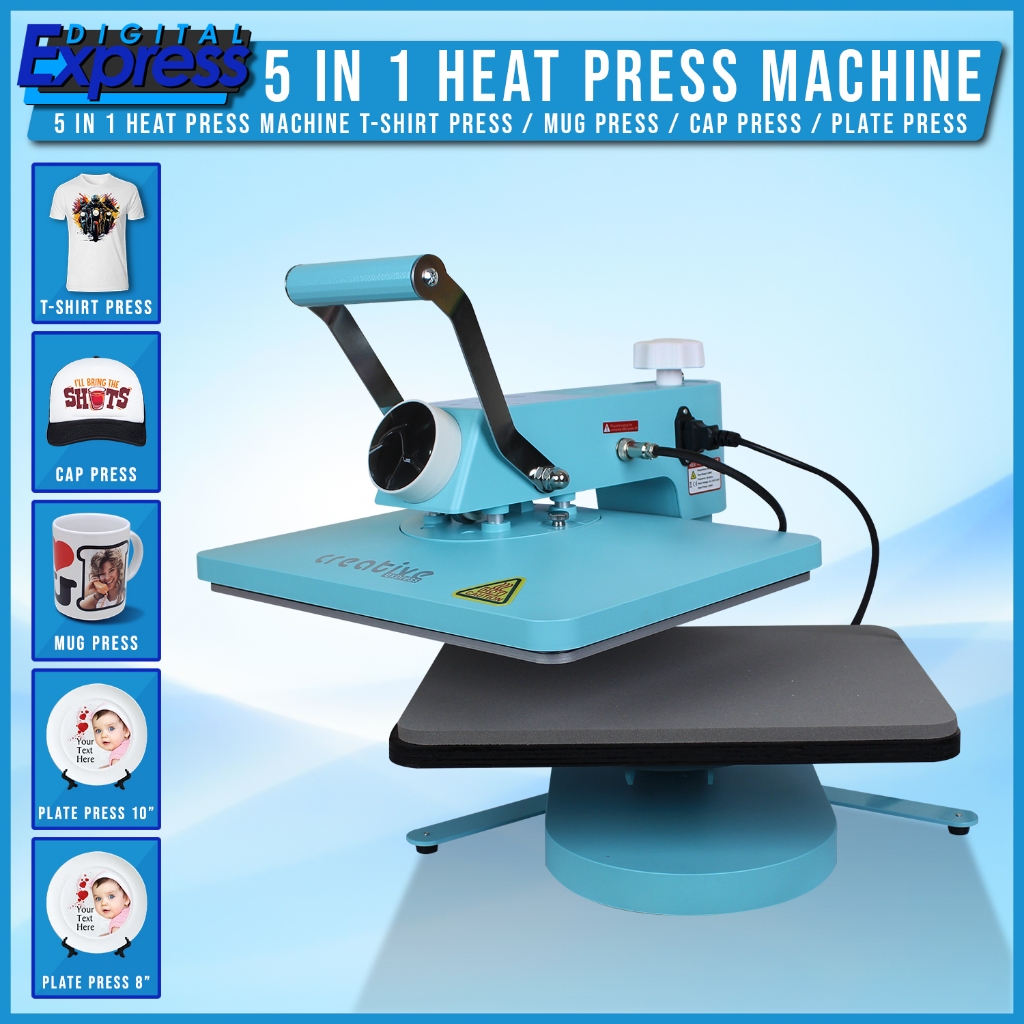 5 in 1 Creative Craft Combo Heat Press Machine for T-shirt / Mugs / Cap ...