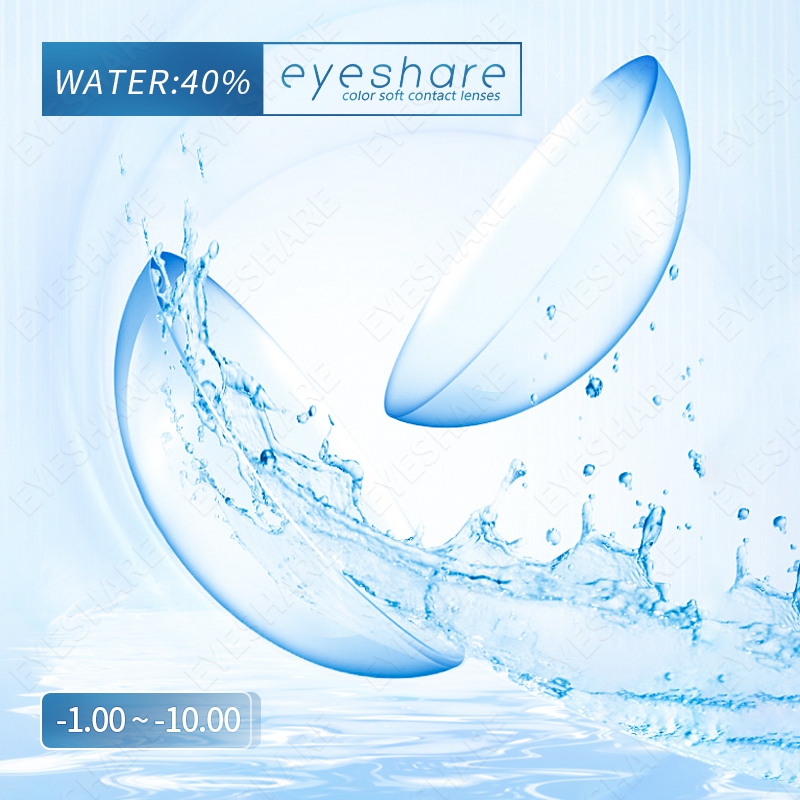 EYESHARE【Grade lens -1.00~-6.00】2pcs/1pair Transparent Clear Contact ...