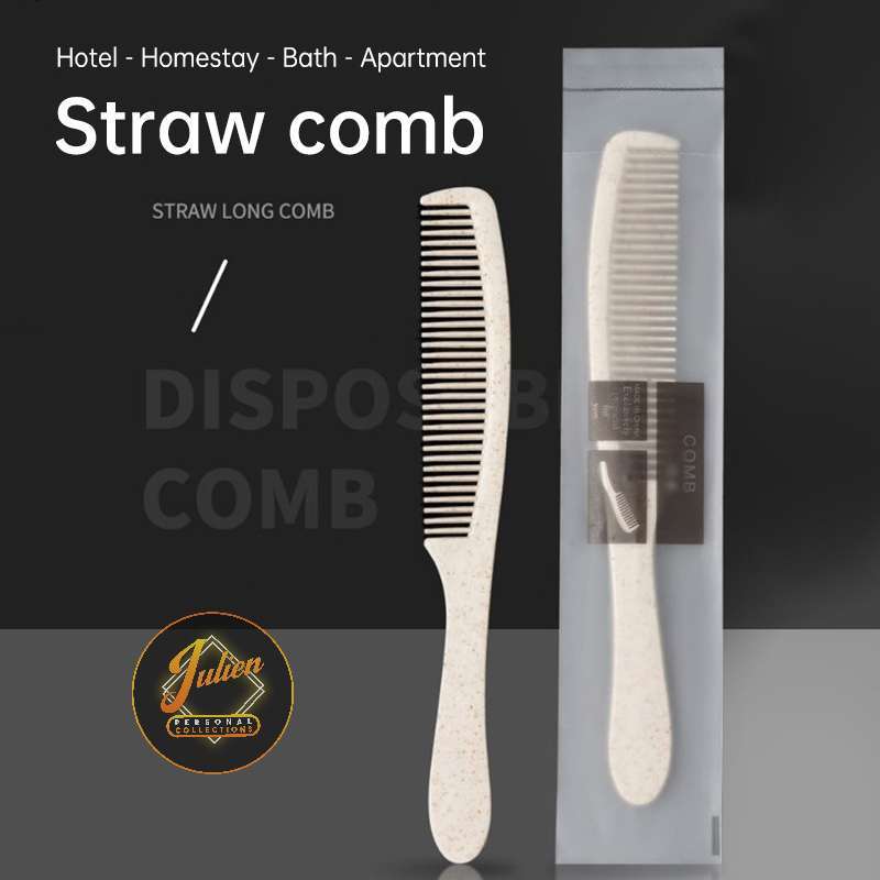 Julien Soft White Long Strip Straw Comb for Travel Hotel Disposable ...