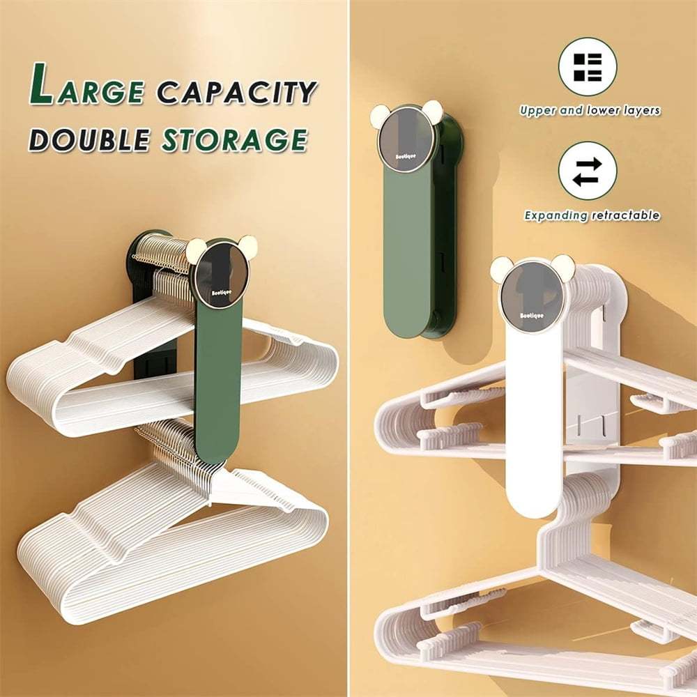 FAMLIFE Double-Layer Hanger Storage Shelf Retractable Multi-Function ...
