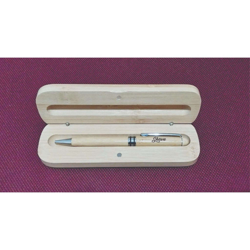 PERSONALIZED Laser Engraved Bamboo Pen with Case | Shopee Philippines