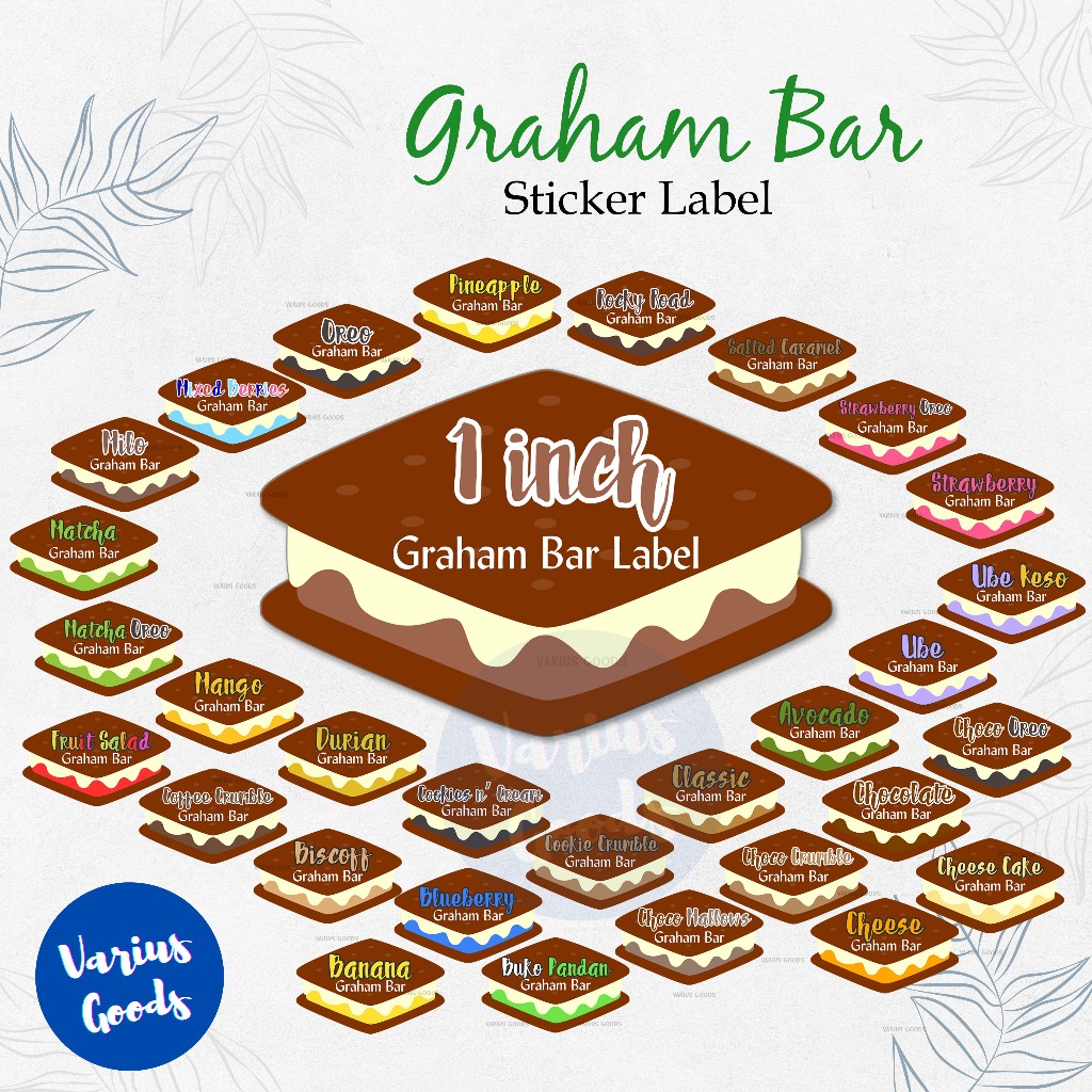1 inch Graham Bar Shaped - Graham Label Smudgeproof Waterproof Graham ...
