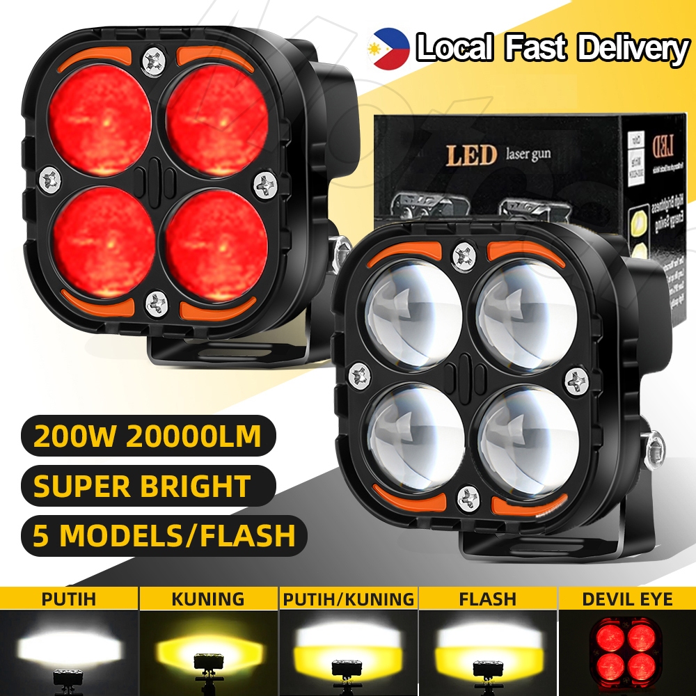 【Devil Eye】 200W Motorcycle Headlight LED Driving Light Fog Light ...