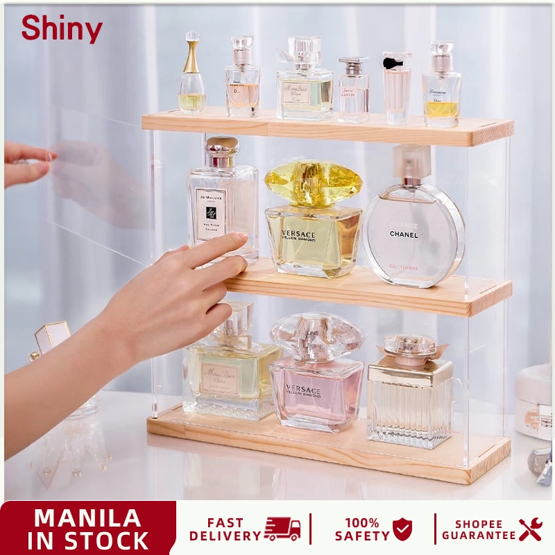 Solid wood perfume rack acrylic light luxury ins display cabinet ...