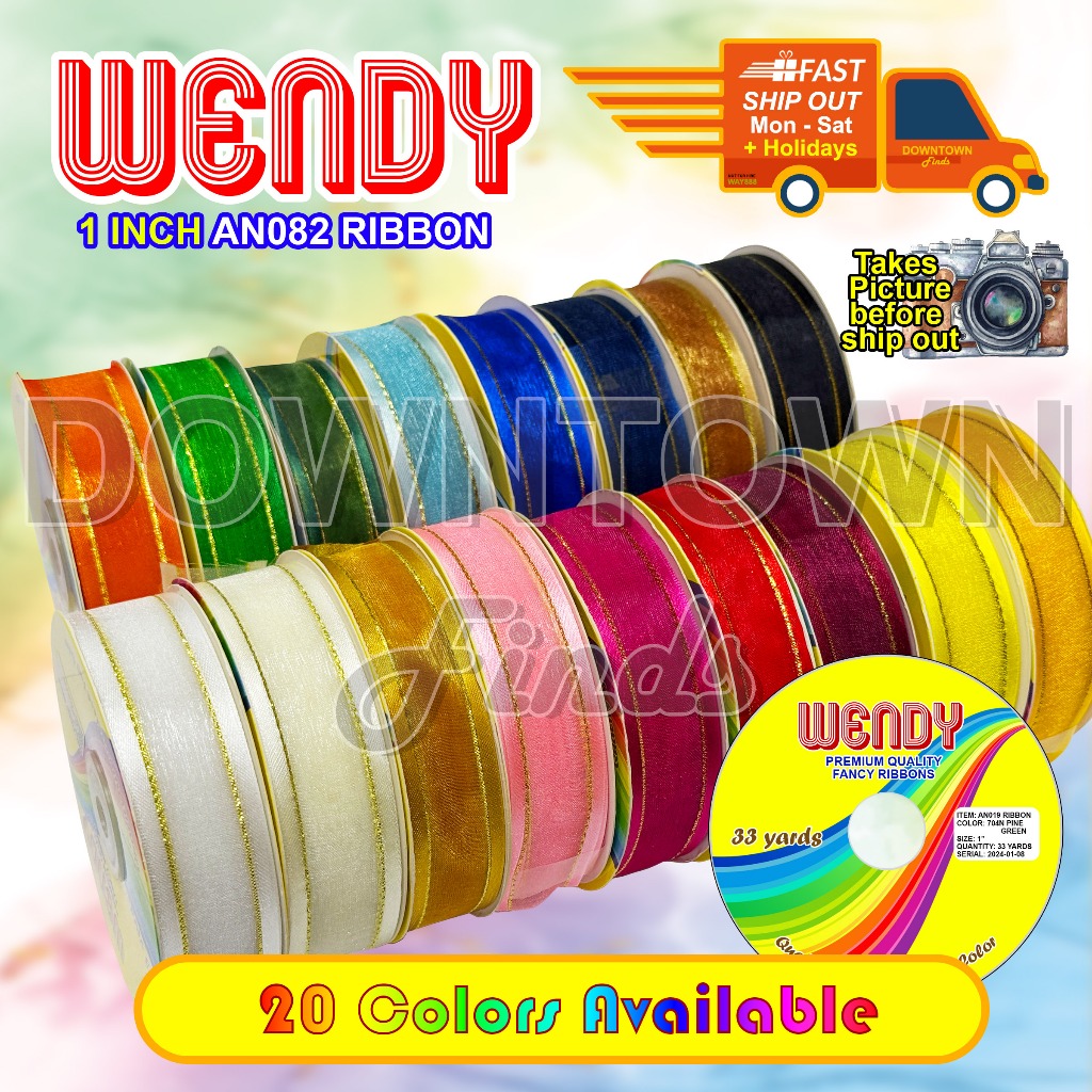AN082 with Gold 1 inch Organza Fancy Ribbon (33 yards per roll ...