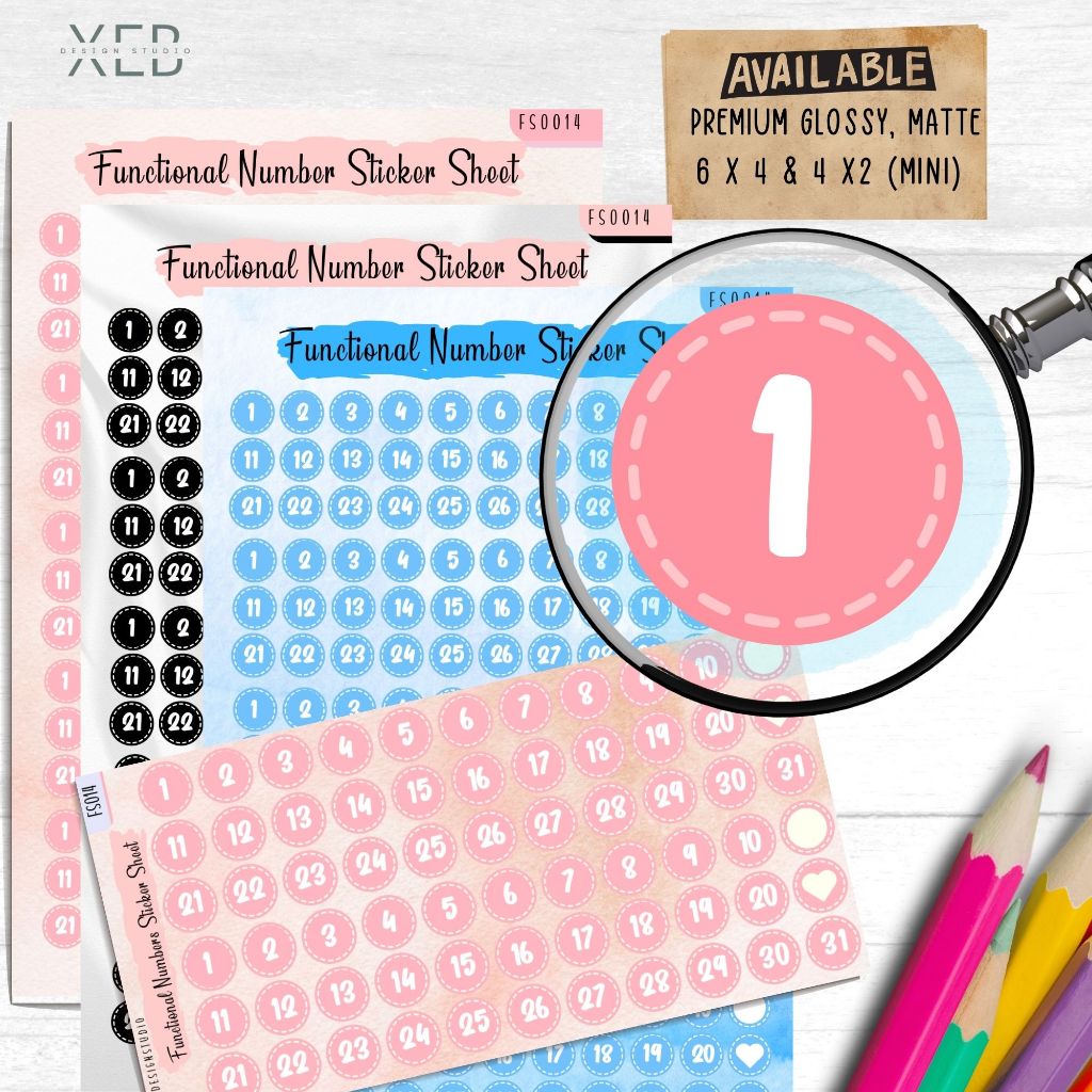 Functional Number Sticker Sheet | Planner Date Stickers | Monthly ...