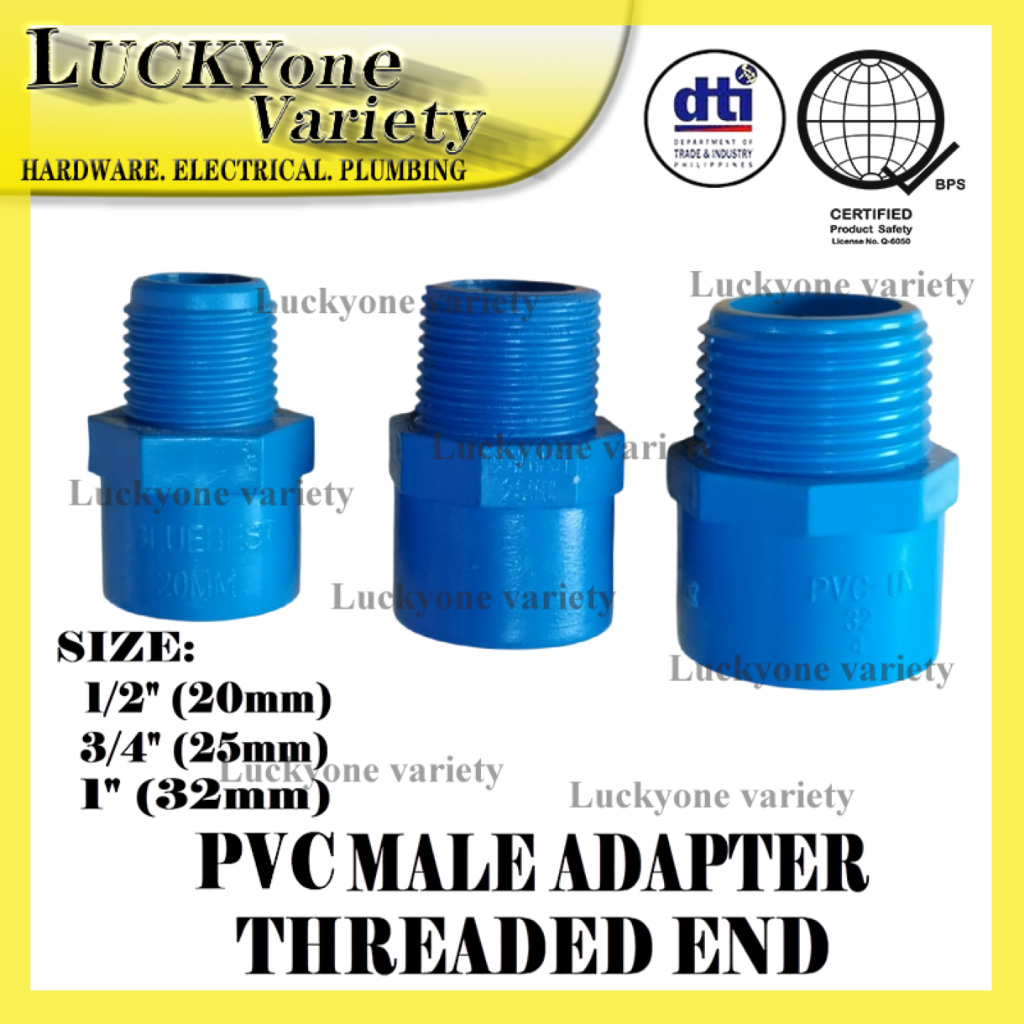 PVC MALE ADAPTER WITH THREAD PIPE FITTINGS (BLUE) 1/2