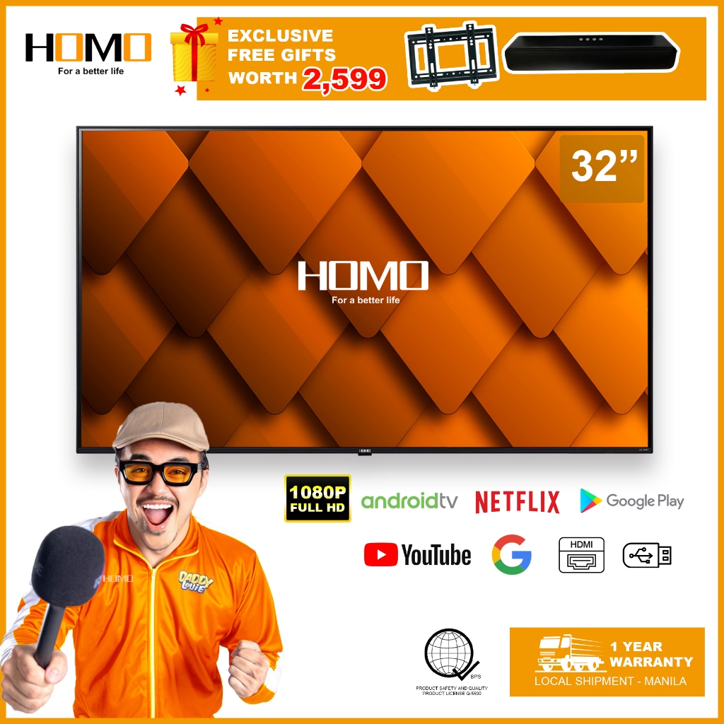 HOMO FHD Smart TV 32 inch 43 inch flat screen tv with Bluetooth, Full ...