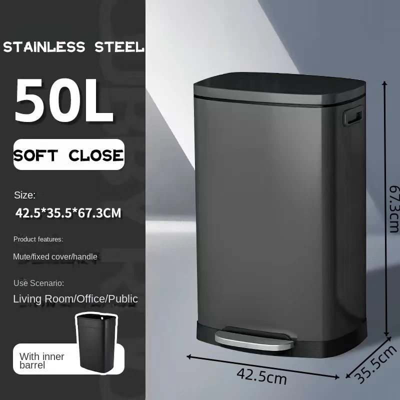 Dustbin kitchen Tong Sampah 30L Kitchen Rubbish Bin Stainless Steel ...