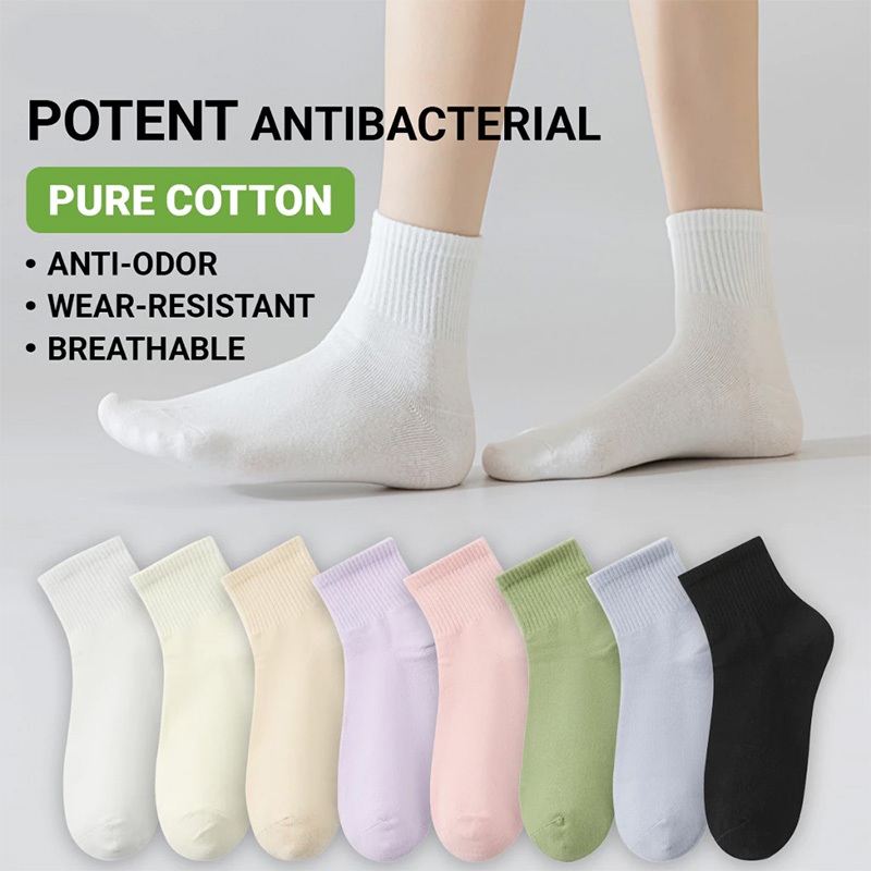 Candy Color Pure Cotton Antibacterial Women Socks Korean Fashion ...