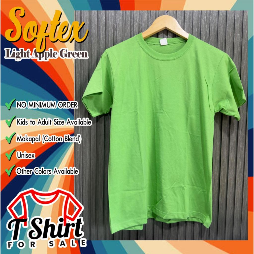 LIGHT APPLE GREEN Roundneck Plain T Shirt Unisex Kids to Adult size ...