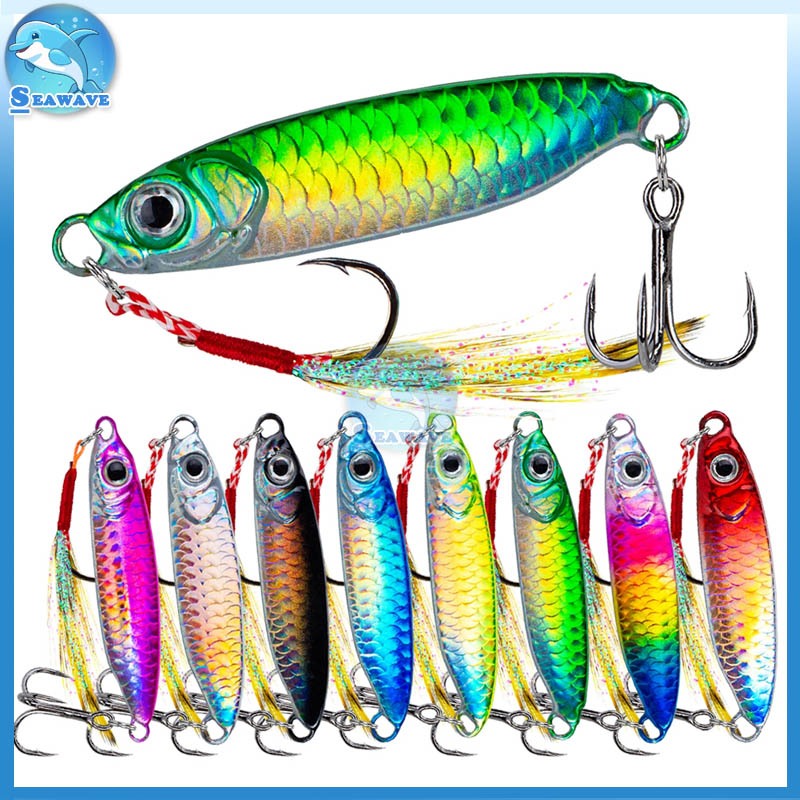 Metal Fishing Lure Slow Sinking Jigs 6Colors 3D Eyes Artificial Laser ...