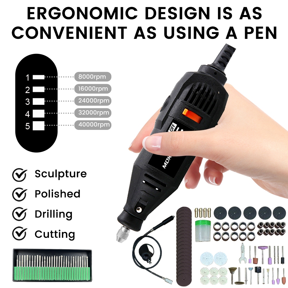 220V Electric Mini Grinder Tool set Drill Rotary Grinder DIY Mini Drill ...