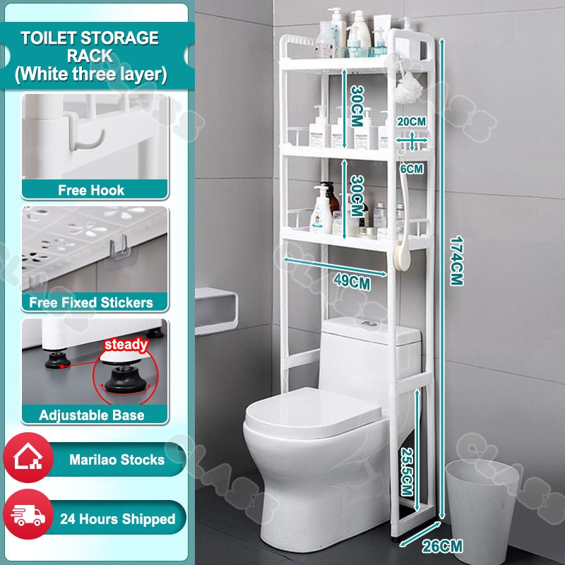 【COD】3-Tier Plastic Bathroom Organization Toilet Rack Space Saver Smart ...