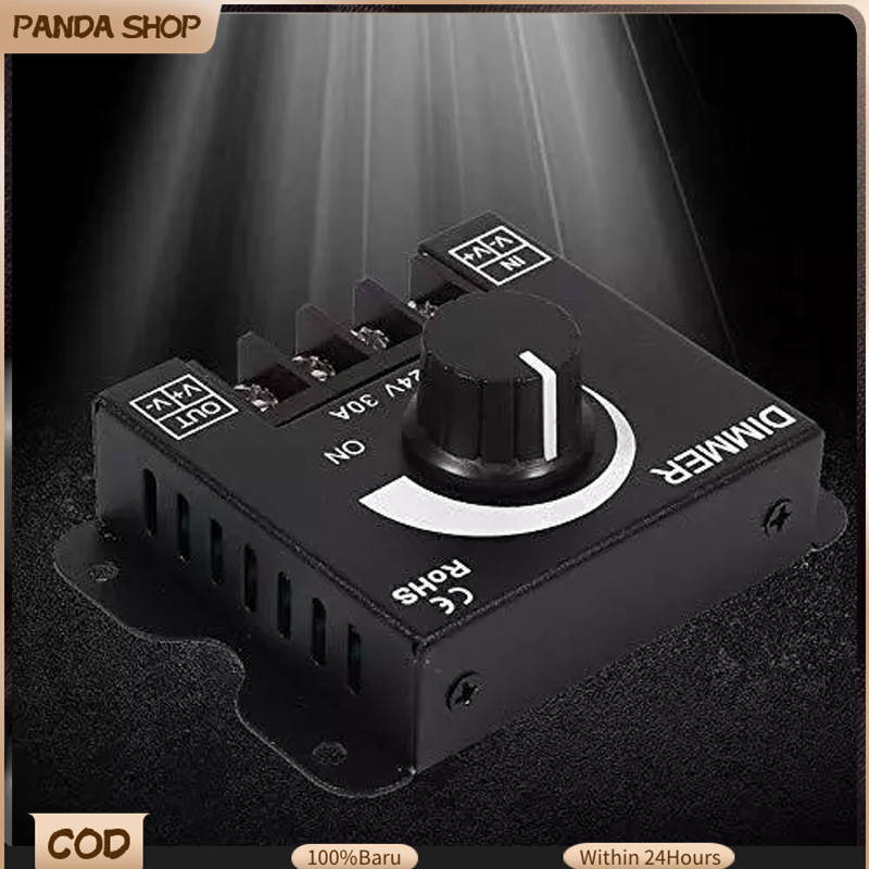 LED Strip Dimmer – 5-24V 30A – 14-Button Knob + RF Remote Control – Adjustable Brightness For Single Color Light Bars – Black, 87x63x20mm