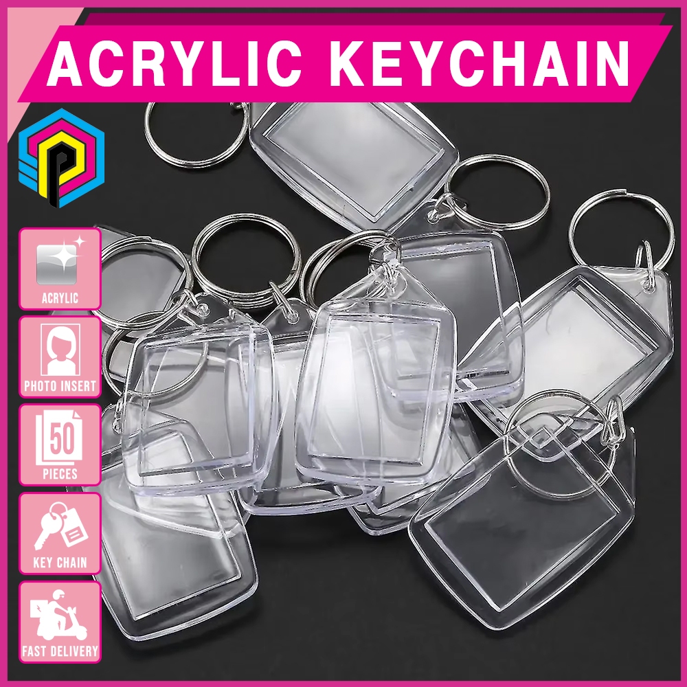 Acrylic Keychain Photo Insert Frame Personalize DIY Keychain (50pcs ...