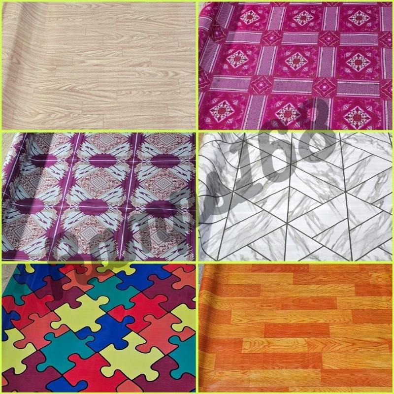 Rubberized Linoleum Floormat | Wood Pink Blue Green Brown Gray Linoleum ...