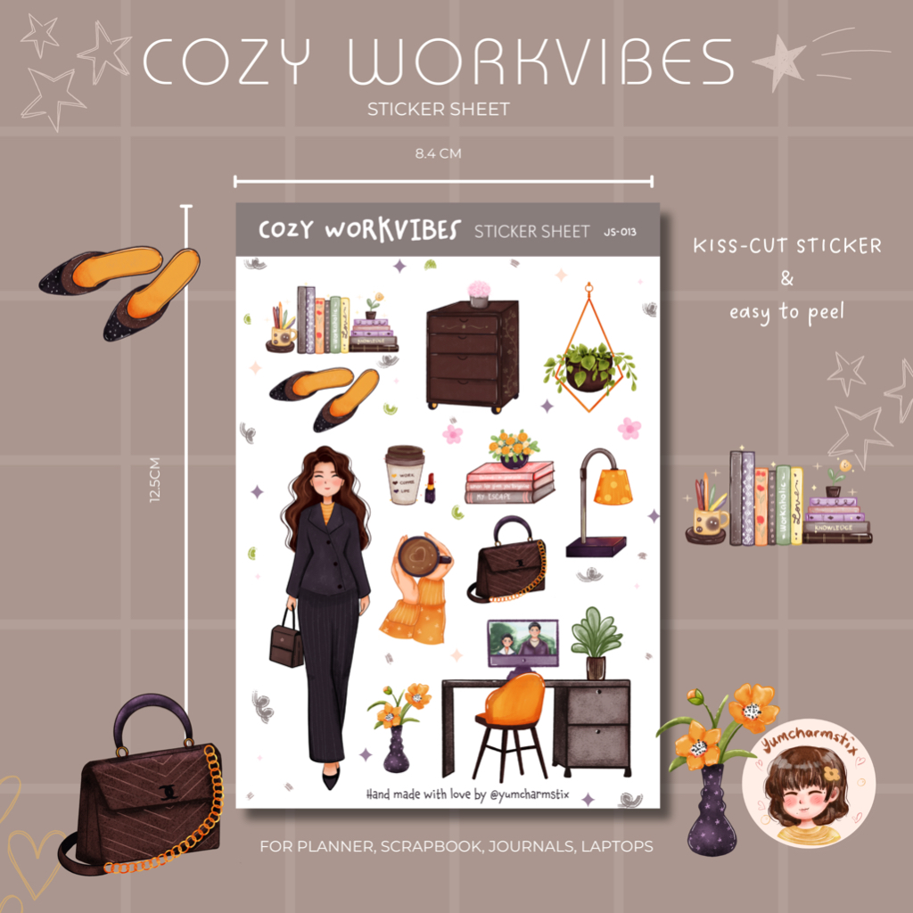 Cozy Workvibes Vinyl Matte Sticker Sheet | Planner Sticker | Deco ...