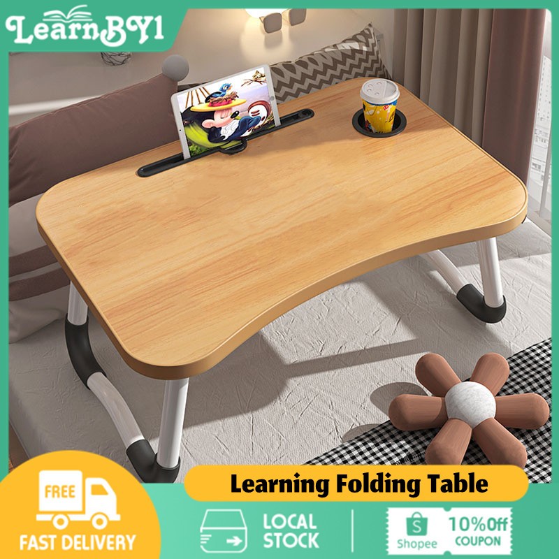 LearnBy Upgrade New Table Foldable Lazy Bed Desk/Portable Laptop Wooden ...