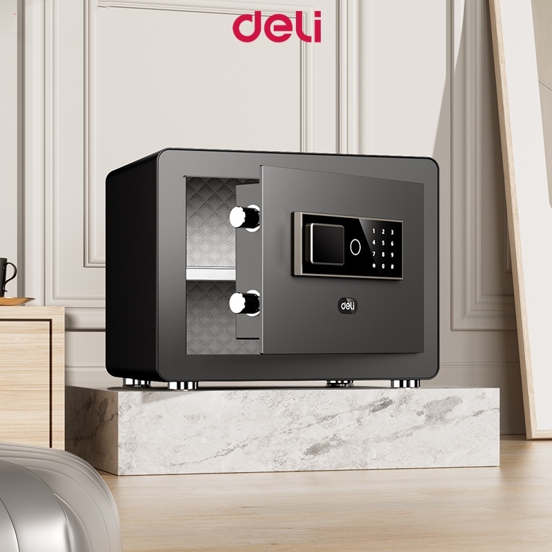 Deli Safety Vault Luxury Leather Safe Deposit Box With Lock Electronic ...