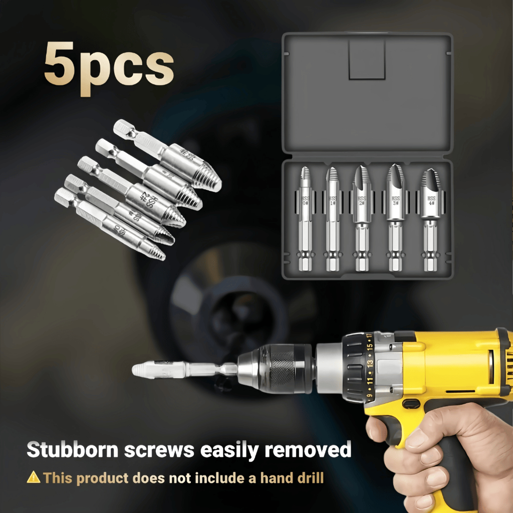 5pcs Screw Extractor Set for Removing Broken Screws,Hex Handle Screw ...