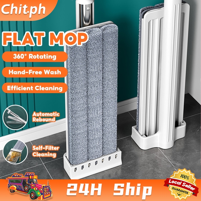 CHIT 360° Rotation Floor Mop Hand-Free Wash Lazy Mop With Squeezer Wet ...