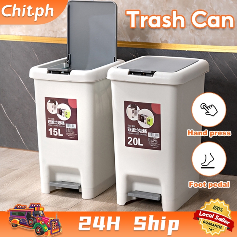CHIT 20L Trash Bin With Cover Foot Pedal Trash Can Press-Type Garbage ...
