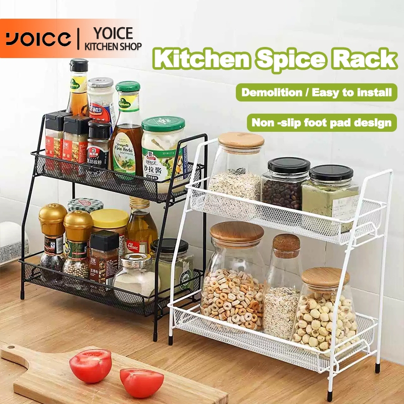 YOICE Kitchen Spice Rack Organizer Condiments Rack Desktop Double layer ...