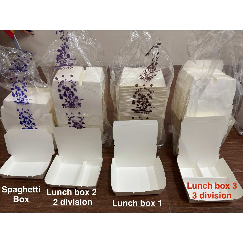 PER PACK 50pcs Paper Meal Box Disposable [Spaghetti, 2 Division(LB2), 3 ...