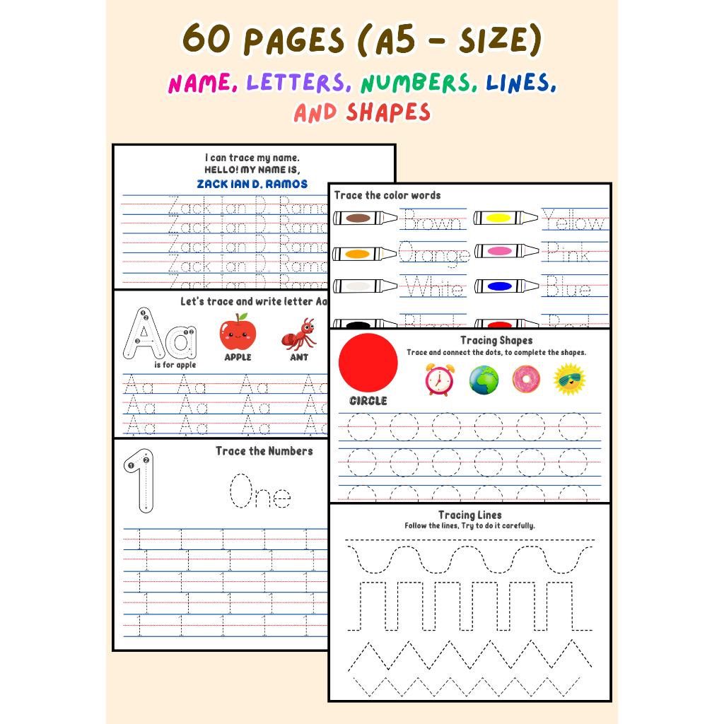 Tracing Activity Pad for Kids (Name, Alphabet, Numbers, Lines, and ...