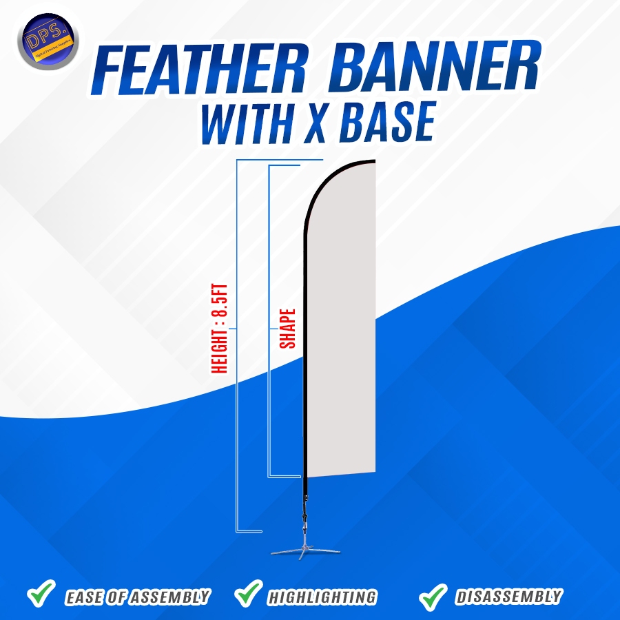 DPS Feather Wing Banner l Flag Banners l 8.5ft. Height l Pole and X ...