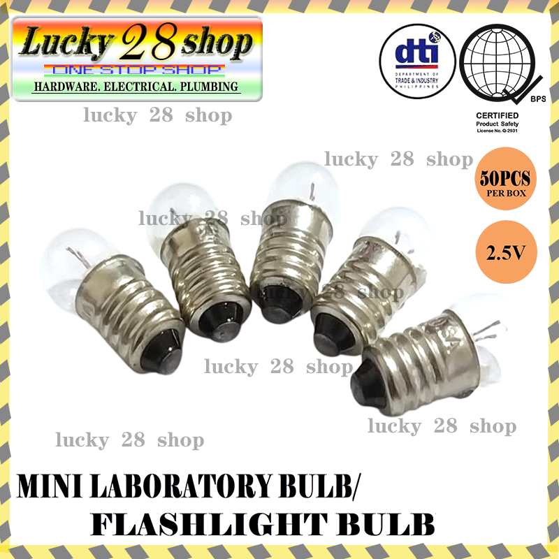 MINI LABORATORY BULB/FLASHLIGHT BULB ( 50 pcs. per box ) | Shopee ...