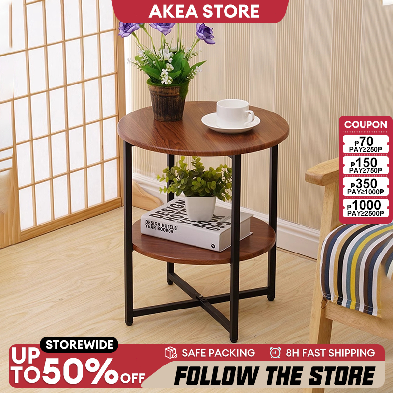 Coffee Table Round Table Simple Small Wooden Corner Beside Table Sofa ...