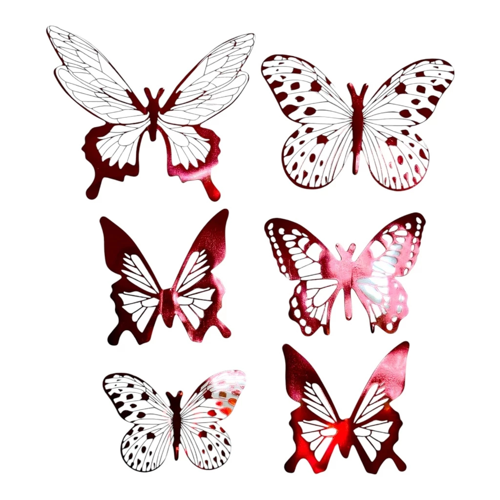12 Pieces/set 3D Handicraft Hollow Butterfly Wall Stickers DIY Home ...