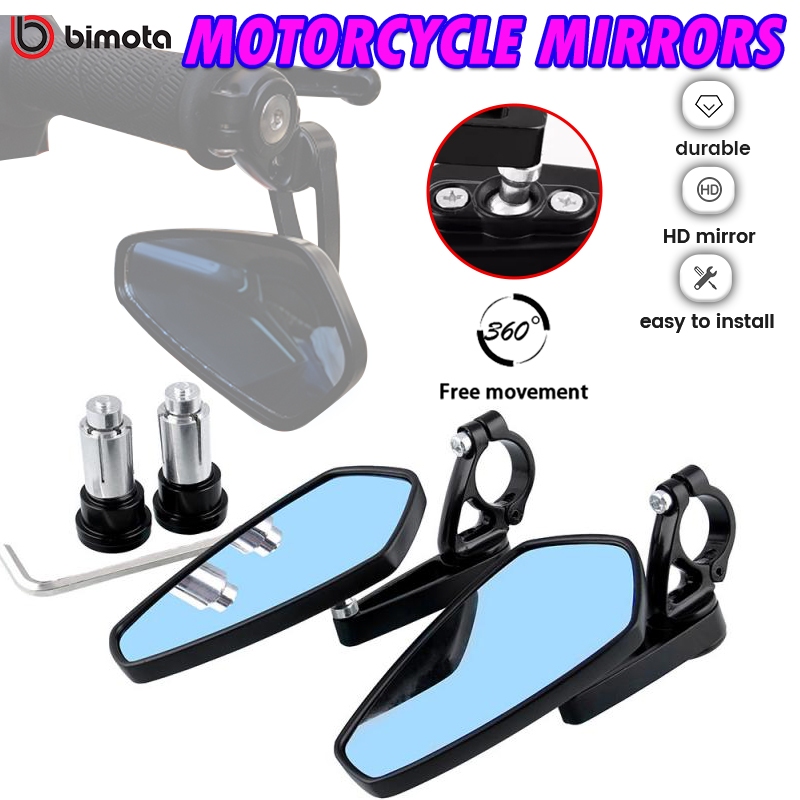 HOL Motorcycle Handle Bar End Side Rearview Mirrors 7/8