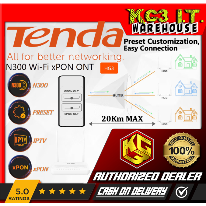 Tenda HG3 N300 Wi-Fi xPON ONT | Shopee Philippines