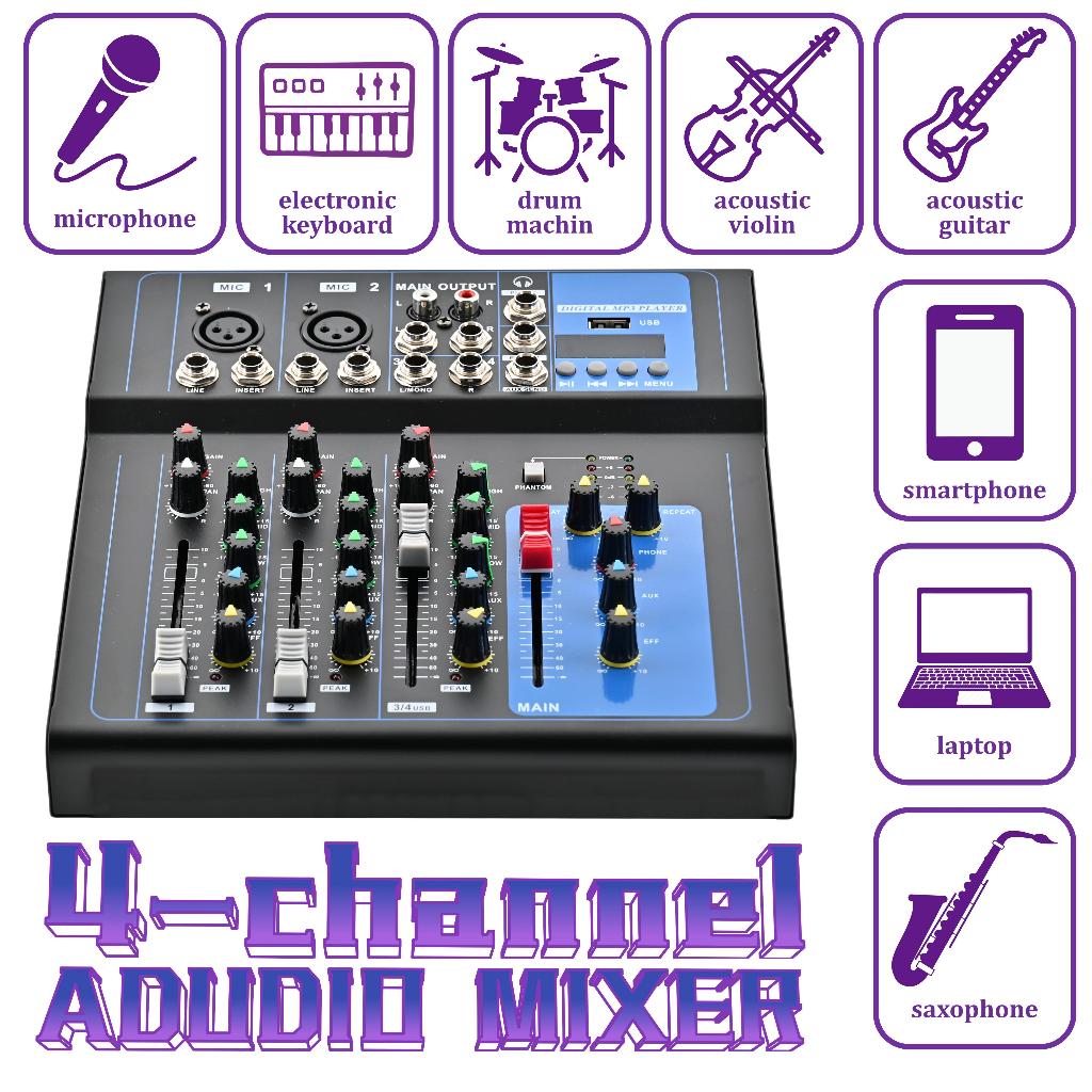 F4/F7-USB Professional Audio Mixer 4/7-channel built-in EQ/recording ...