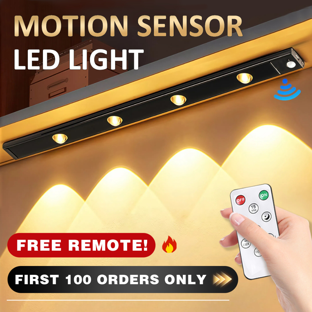 LED Motion Sensor Light Rechargeable Cabinet Light Induction Closet ...