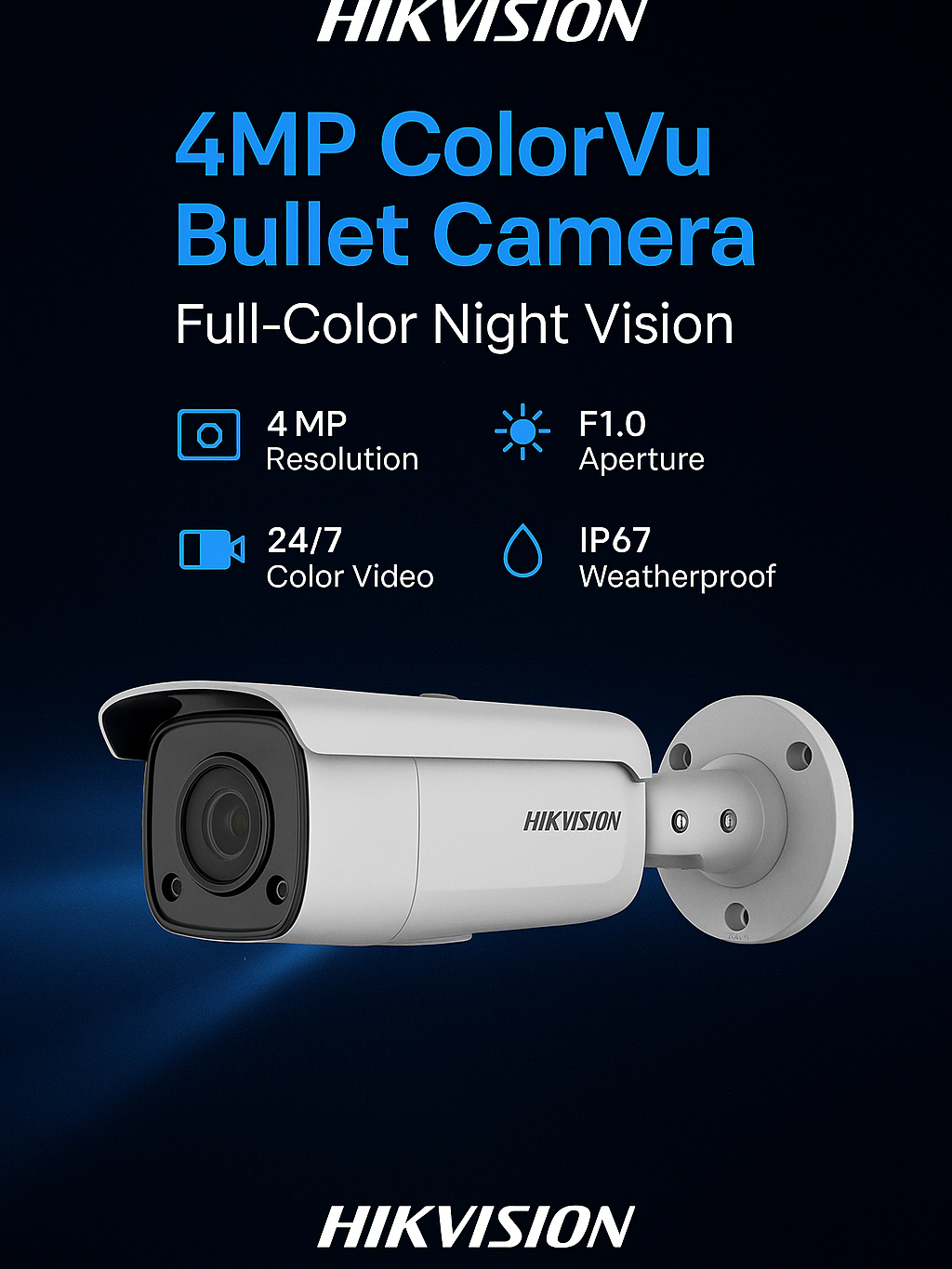 Hikvision 4MP ColorVu IP67 Bullet Camera | 4mm Lens | Full-Color Night ...