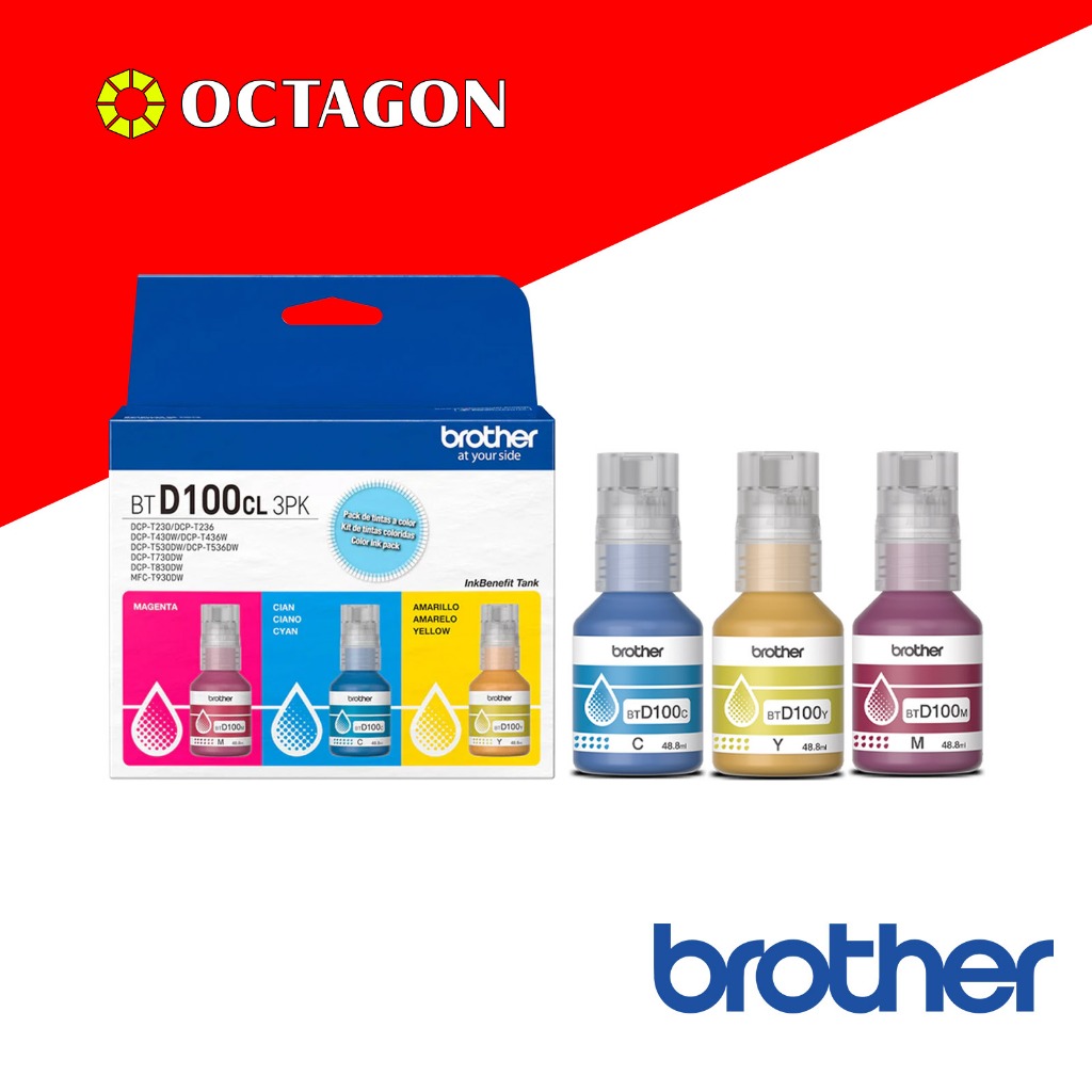 BROTHER BTD100CL3PK COLORED 3 PACK INK BOTTLE | Shopee Philippines