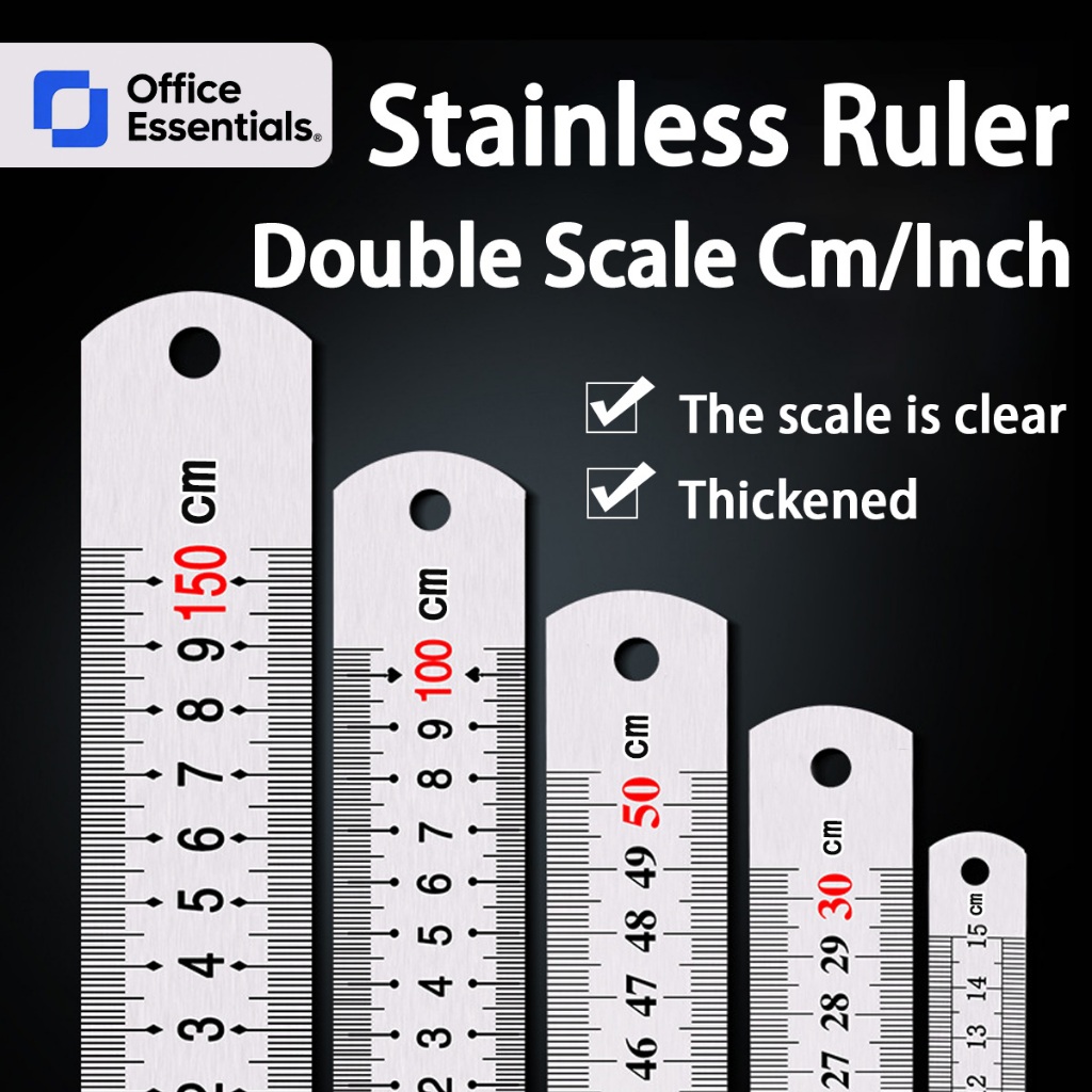 【Office Essentials】15/30/50CM Stainless Steel Measuring Double-Sided ...