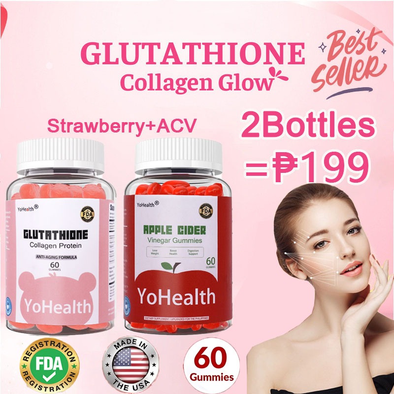 Apple Cider Vinegar Gummies Original For Weight Loss, Apple Cider Gummy  Glow Collagen Vitamin 60pcs
