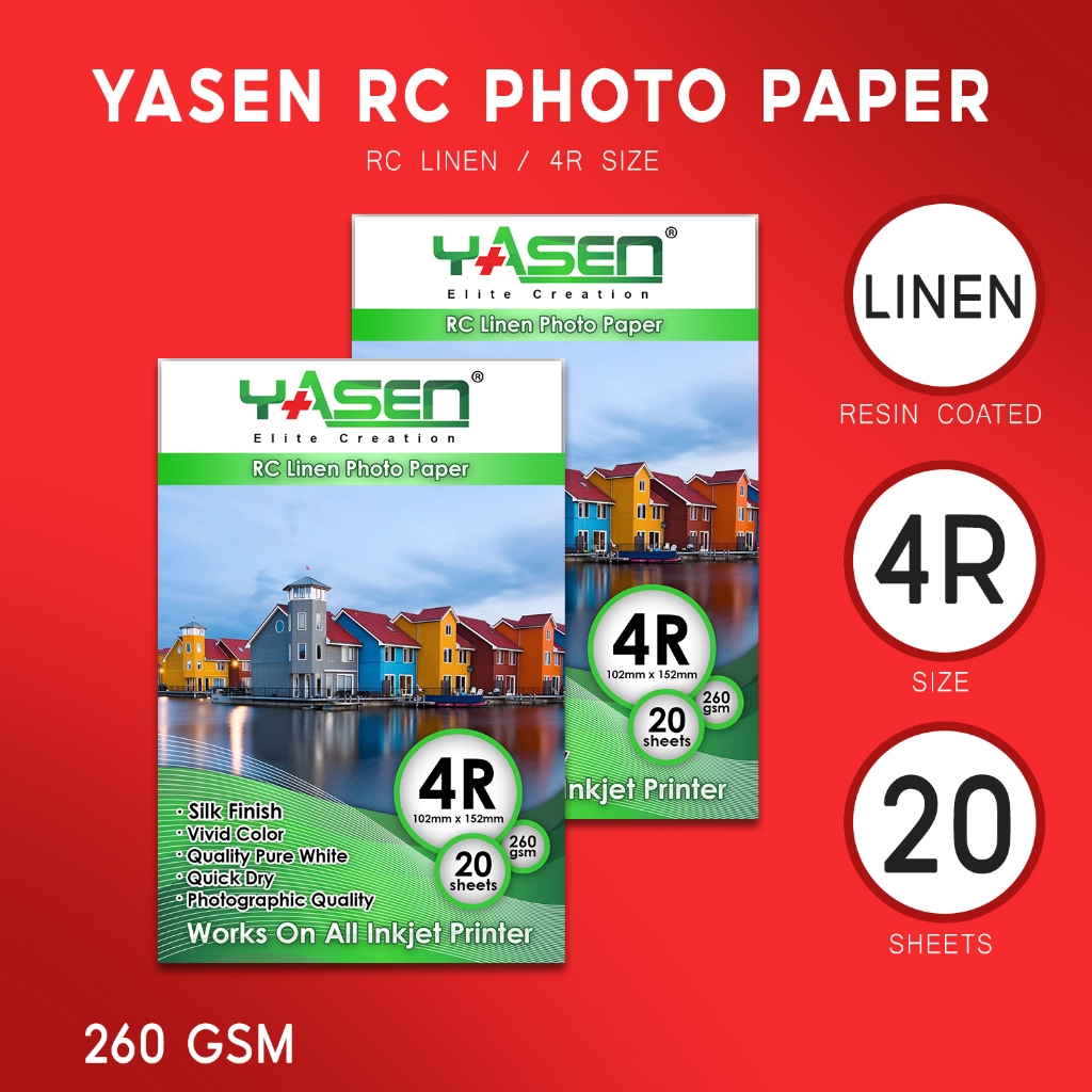 Yasen RC Linen Woven 4R Premium Photo Paper 260GSM Resin Coated 20 pcs ...