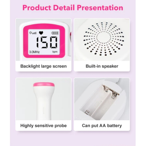 Fetal Doppler Upgraded Fetal Pregnancy Heart Rate Home Use Ultrasound ...