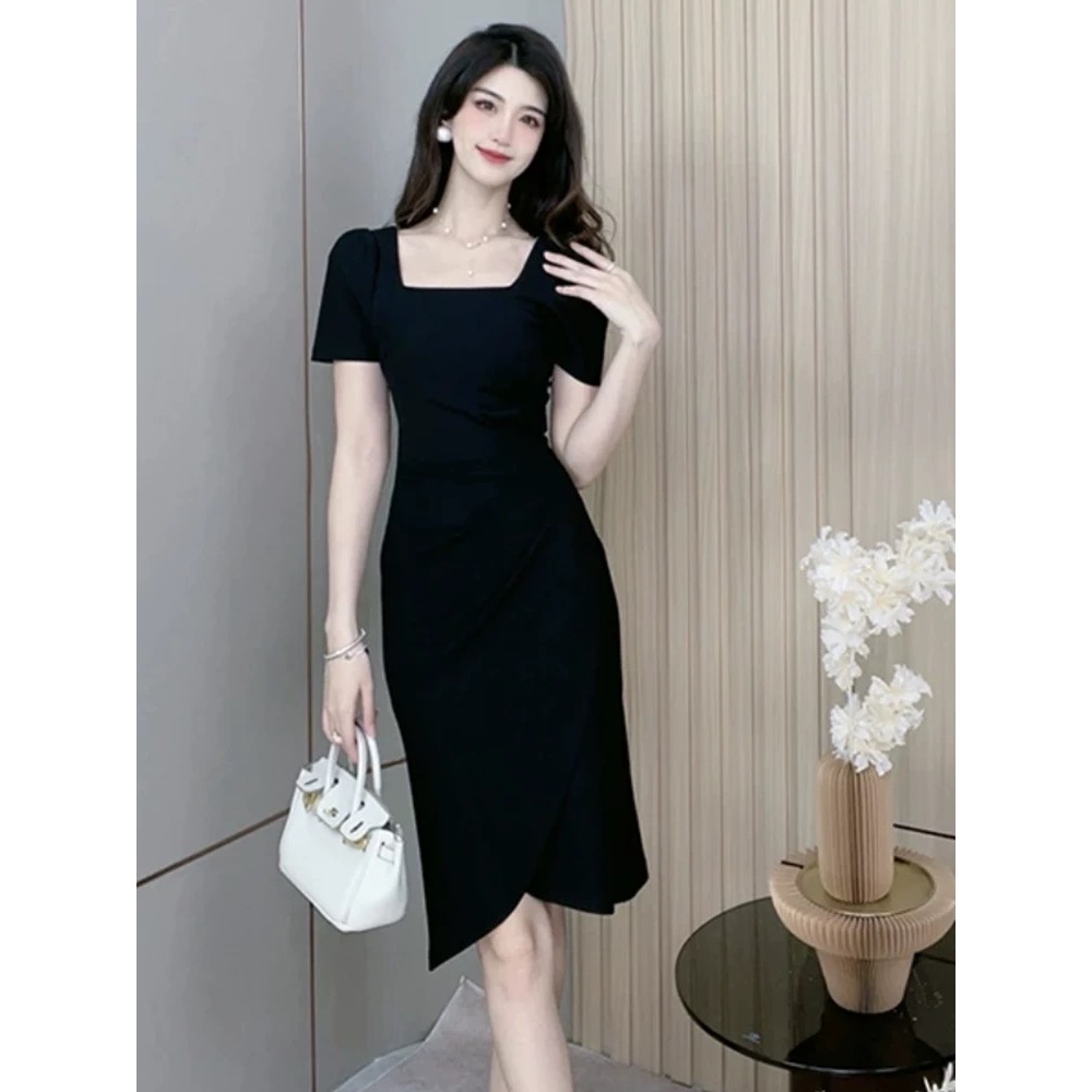 sexy black bodycon dress plus size korean mini dress for woman casual  cocktail fitted dress formal L