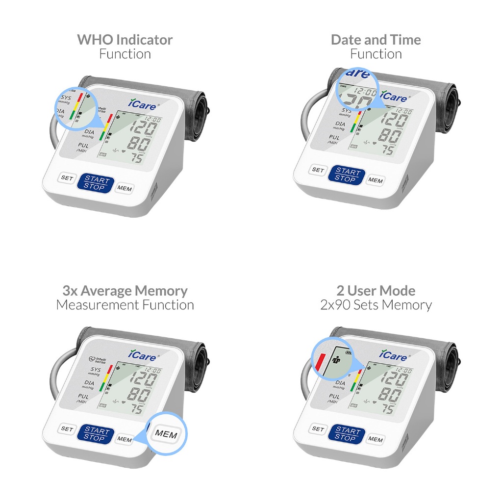 iCare Bundle 1 CK238 Digital BP Monitor + E66 Infrared Thermometer ...